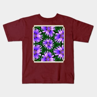 Cute Purple Aster Pattern Kids T-Shirt